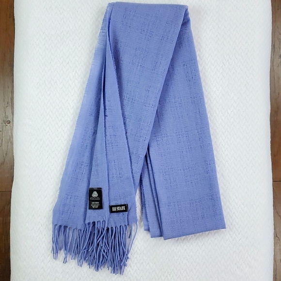 Woolmark Accessories - Woolmark l 111State Periwinkle Fringed Blanket Oversized Scarf 98"x28"